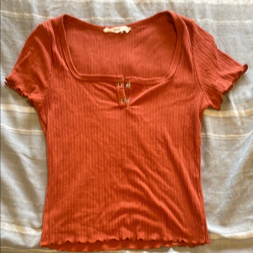 Women's Rust Ribbed Top (S) - Picture 1 of 3